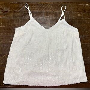 NWT Express Off White Sequin Cami Top Sz Medium